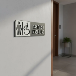 Placa de Sinalização Indicativa MDF 3D - WC PCD Masculino